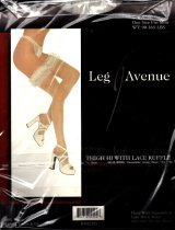 Ruffle Lace Thigh Hi's, White Color, One Size Fits Most, Leg Avenue, LA-9200-WHT