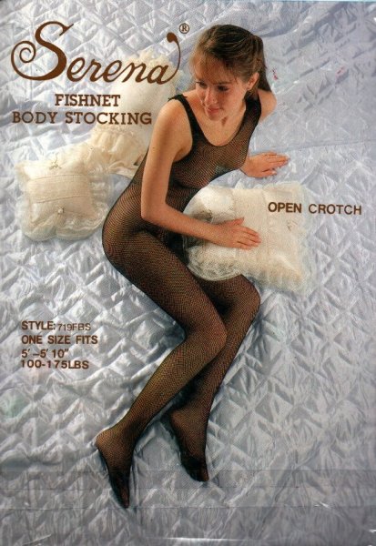 Fishnet Open Crotch Body Stocking, Red Color, One Size Fits Most, Serena Lingerie, SL-S718FBS-RED