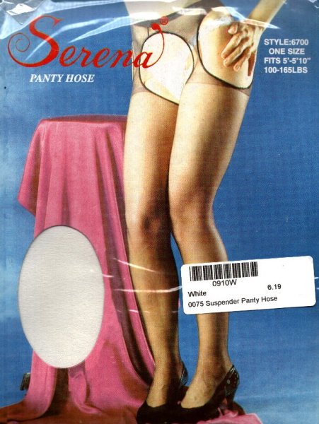 Suspender Pantyhose, White Color, One Size Fits Most, Serena Lingerie, SL-S6700-WHT