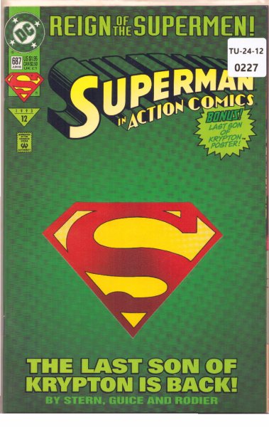 Superman, In Action Comics, Issue 687, June 1993, DC Comics, TU2412-227