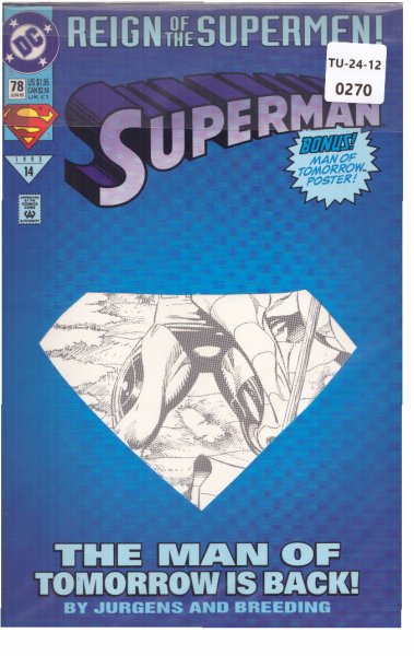 Superman, Cover Only, Issue 78, June 1993, DC Comics, TU2412-270