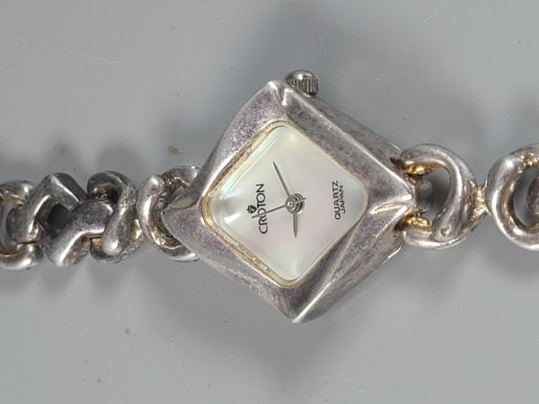 Croton, Quartz, Untested, Sterling Silver Case and Band, 25W-0055