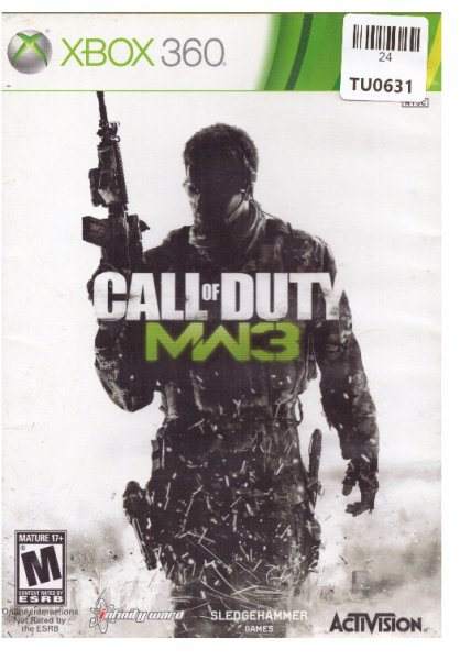Call Of Duty MW3 Video Game, X Box 360, Microsoft, 24TU-0631