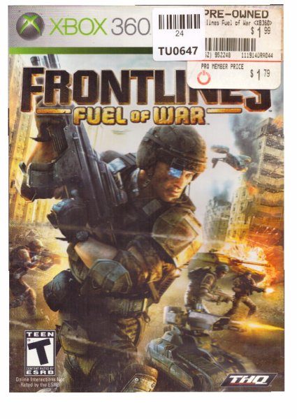 Frontlines Fuel Of Wars Video Game, X Box 360, Microsoft, 24TU-0647