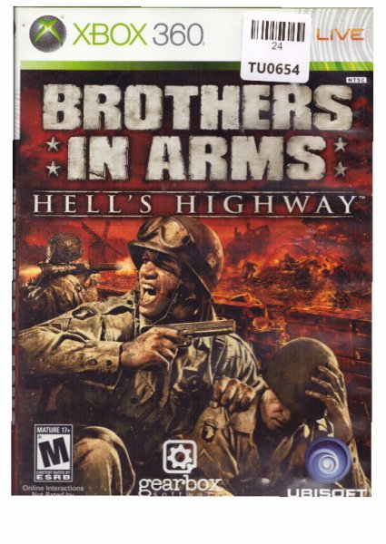 Brothers In Arms Hells Highway Video Game, X Box 360, Microsoft, 24TU-0654