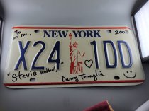 New York License Plate, Sticker 2003, Tag X24-1DD, Signed by Danny Tenaglia, 25-3007