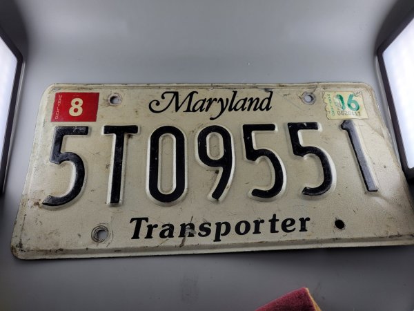 Maryland License Plate, Sticker August 2006, Tag 5T09551, 25-3010