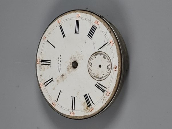 Waltham Watch, Pocket Watch Dial and Movement Only, 25w-0034