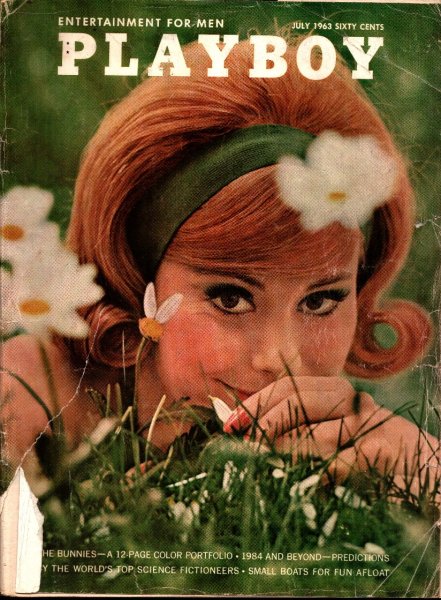Playboy Magazine, July 1963, Judy Newton Cover, Carrie Enwright Centerfold, 25m-0076