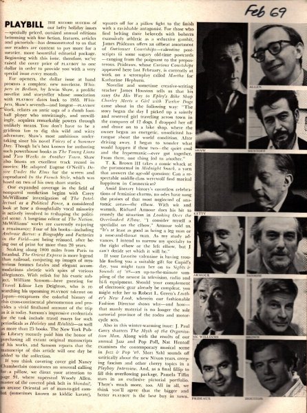 Playboy Magazine, February 1969, Nancy Chamberlain Cover, Lorrie Menconi Centerfold, 25m-0172a