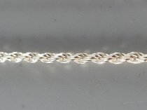 Sterling Silver .925, Necklace, 2 mm, Diamond Cut Laser Rope Link, 16 Inch, Rhodium Coated, TU-SN-12