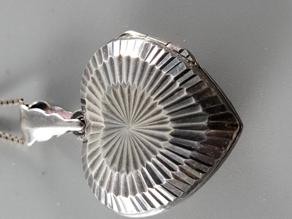 Sterling Silver .925, Necklace, Octavia Box Link, 26 Inch, Puffy Heart Locket Pendent, TU-SNP-3