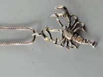 Sterling Silver .925, Necklace, Octavia Box Link, 18 Inch, Scropion Pendent, TU-SNP-4