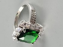 Sterling Silver .925, Ring, 6.75 Size, Green Tourmaline Stone, TU-1302