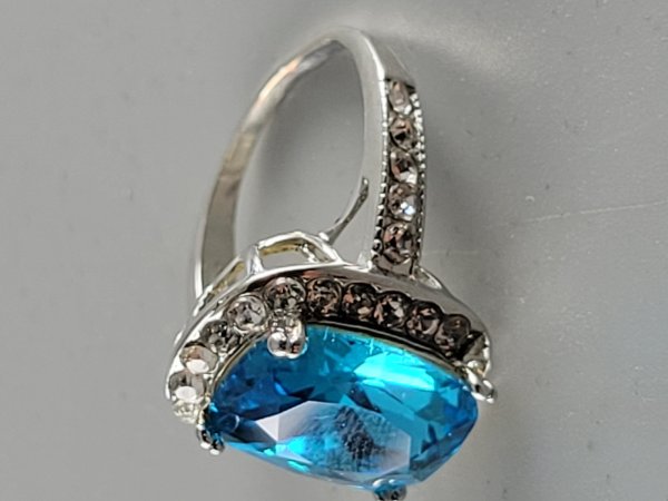 Sterling Silver .925, Ring, 5.75 Size, Blue Stone, TU-1304