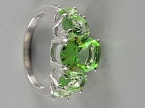 Sterling Silver .925, Ring, 7 Size, Green Stone, TU-1305