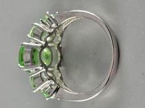Sterling Silver .925, Ring, 7 Size, Green Stone, TU-1305