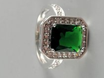 Sterling Silver .925, Ring, 6.5 Size, Green Tourmaline Stone, TU-1306