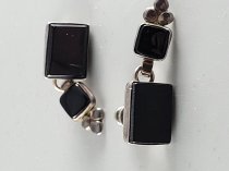 Sterling Silver .925, Ear Rings, Black Onyx, TU-1307