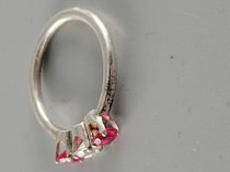 Sterling Silver .925, Ring, 6 Size, Ruby / CZ Stone, TU-1324