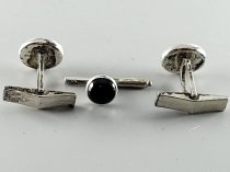 Sterling Silver .925, Cuff Links, Black Onyx Stone, TU-1342