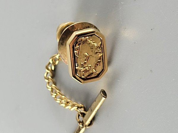 Tie Tack, Plate Design, Gold Tone, TU-1344