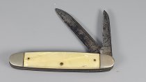 Pocket Knife, Yellow Bone Color, Twin Blade, Vintage, 24-1671