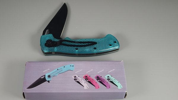 Locking Blade Knife, Duck, Aqua Color, With Belt Clip, 24-1675