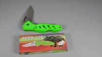 Locking Blade Knife, Bear Cub, Neon Green Color, With Belt Clip, 24-1680