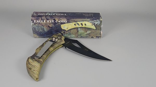 Locking Blade Knife, Eagle Eye Knives, Camo Color, With Belt Clip, 25-0017